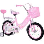 2 x Touch of Venetian Kids Bike Children Pink/Blue 16 inches Bicycle with Training Wheel, Basket,