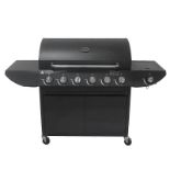 Campfire Deluxe Gas BBQ, 6+1 Burner Gas Barbecue w/ Warming Rack, Side Burner, Temperature Gauge,
