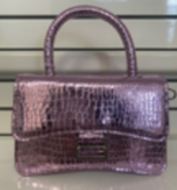 PALLET TO CONTAIN 100 X BRAND NEW METALLIC SNAKE MINI LILAC ONE SIZE HANDBAGS R1.1/1.2/2.5