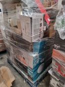 PALLET OF UNCHECKED & UNTESTED SMALL DOMESTIC APPLIANCES & OTHER ITEMS. MAY INCLUDE: TVs, KETTLES,
