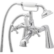 Boxed GoodHome Etel Gloss Chrome Wall-mounted Bath mixer tap with shower kit. - SR1.5.9. RRP £130.