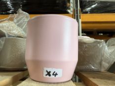 4 X BRAND NEW PINK CERAMIC PLANT POTS 12CM (LOC: R32.2-B222)