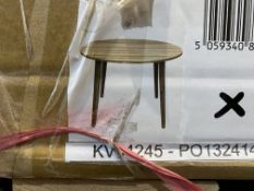 1 X BRAND NEW ACACIA ROUND DINING TABLE, 4 PEOPLE, 110CMX75CM OAK EFFECT (LOC: R35.4-B981)