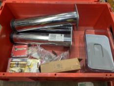 12PC BRAND NEW MIXED LOT INCLUDING, CHROME TABLE LEGS, YALE DOOR TURN CYLINDER, COOKING SENSOR, FOOD