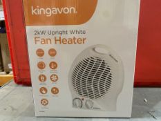 X4 KINGAVON 2K UPRIGHT FAN HEATER, BLACK, WHITE (LOC: R26.4-B574)