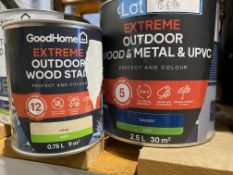 3PC BRAND NEW MIXED LOT INCLUDING 2 X 2.5L EXTREME OUTDOOR WOOD, METAL AND UPVC PAINT SATIN,