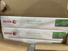 80 X REAMS OF XEROX BUSINESS RECYCLED PAPER. 500 SHEETS PER REAM. 8.5 x 11 INCH. 75 G/M2 (LOC: 41.