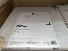 10 X BRAND NEW WHITE METAL TRAY TABLES 50 X 47 X 47CM, QUICK AND EASY ASSEMBLY, NO ADDITIONAL