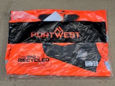 12x BRAND NEW & PACKAGED PORTWEST PW265 Hi-Vis Shell Jackets - ORANGE/BLACK - SIZE XL. (LOC: R49-