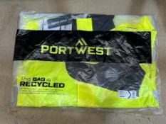 12x BRAND NEW & PACKAGED PORTWEST PW265 Hi-Vis Shell Jackets - YELLOW/BLACK - SIZE LARGE. (LOC: