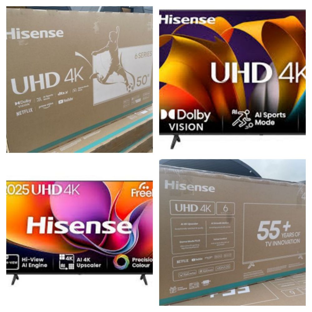 Liquidation of HiSense TVs to Include 65, 55, 43 ,40 INCHES TVS IN A VARIETY OF SPEC. DELIVERY AVAILABLE
