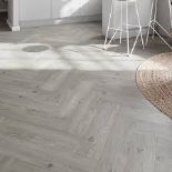 4 x Packs of Mambo Lulea Grey Natural Wood effect Synchronised Herringbone Click vinyl Planks, 2.