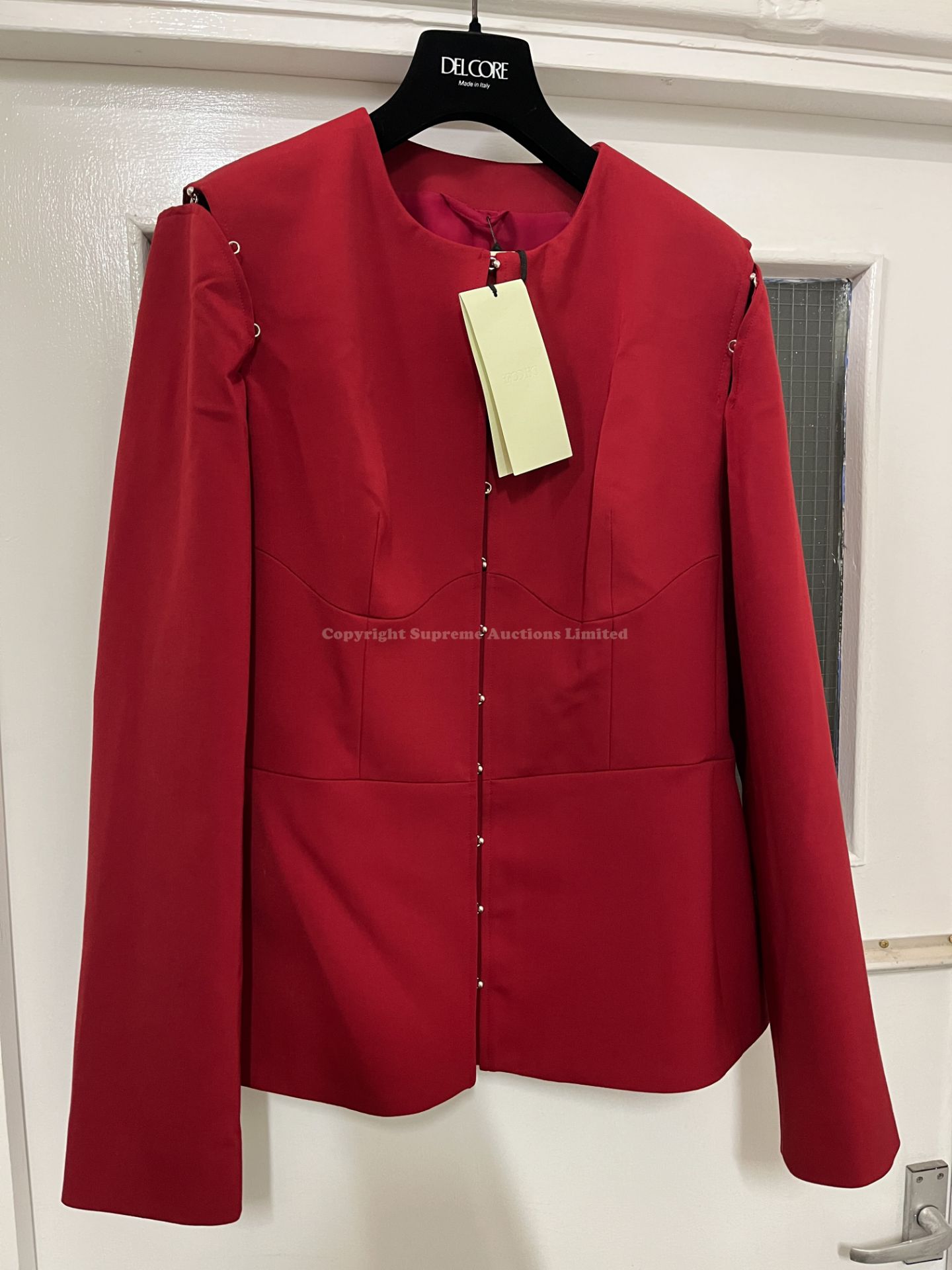 BRAND NEW DEL-CORE Sculpted & Lightly Padded Jacket - RED - SIZE 46. RRP £1650. Command the room