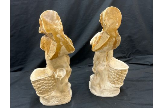 Pair of chalk figures overall height approximately 14 inches tall - AF - Image 3 of 3