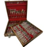 Boxed gold tone complete as new canteen of cutlery, 12 place setting