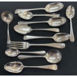 Selection of antique silver hallmarked cutlery to include teaspoons, berry spoon fork ,some with