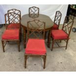 Simulated bamboo style dining table and six chairs measures approximately: 30 inches tall x 59