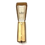 Hat Pin - faux pearl with an 18 ct gold stem in original box, C.G.H - C.G. Hallberg of Stockholm
