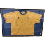 Framed signed football shirt from the Mansfield Town F.C. 1999-2000 ' The Millennium Season',