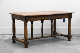 A Continental oak refectory table,