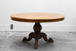 A Victorian pollard oak centre table,