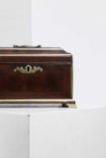 A brass-mounted mahogany tea caddy in the manner of Abraham Roentgen,