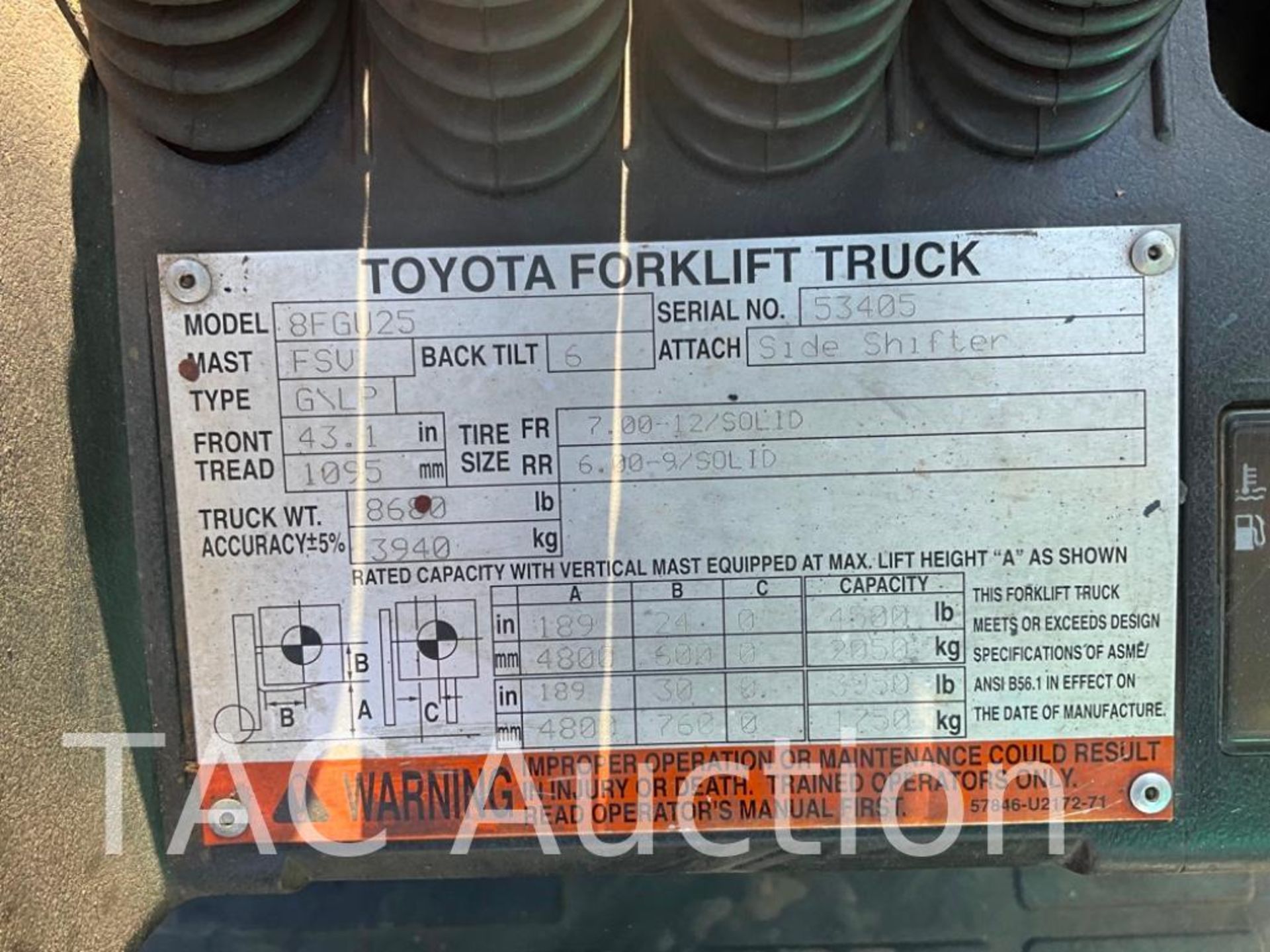 2014 Toyota 8FGU25 Dual Fuel 5000lb Forklift - Image 32 of 33