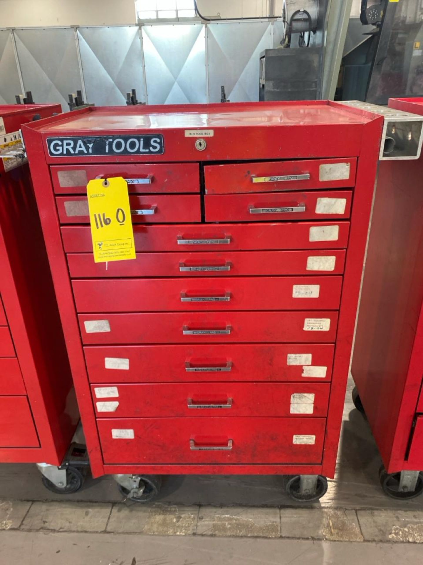 { Option of lots: 116O, 116P } Gray Tools tool box with misc. tools ...