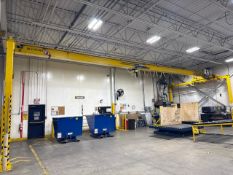 Lift Safe Eng. free standing bridge crane, 18 ft. x 47 ft. w/ GIS underslung elec. chain hoist, 1000