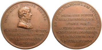 France: First Republic Napoleon Bonaparte 1800 Bronze Medal Commemorating the placement of the Colon