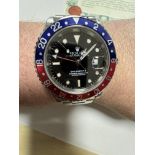 ROLEX STAINLESS STEEL GMT II 'PEPSI' WATCH WITH ROLEX PAPERS