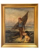 James Eckford RSA (Scottish, 1811-1869) A pair of oil on canvas of a Fisher girl and a Fisher boy wi