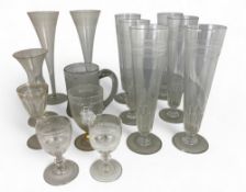 A quantity of antique drinking glasses