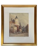 After Lewis John Wood (British, 1813-1901), 19th century street scene of Le Mans, Brittany