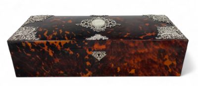A late Victorian tortoiseshell silver mounted glove box, J Batson & Son, London, 1898