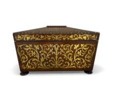 A 19th century rosewood and gilt brass marquetry tea caddy
