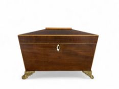 A Regency mahogany and satinwood inlaid tea caddy