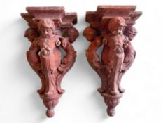 A pair of late 19th / early 20th century Renaissance Revival style terracotta wall brackets