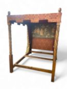 A bespoke 17th century style carved oak tester bed and hangings