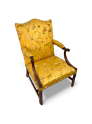 A George III mahogany library open armchair