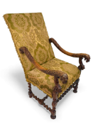 A late 17th century Flemish walnut open armchair