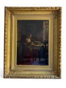 19th century School, Girl at a kitchen table