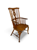 A late 18th century yew, ash and elm high comb-back Windsor armchair, Thames Valley