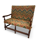 A rare William & Mary oak-framed and upholstered two seater sofa