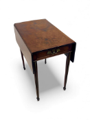 An unusual George III mahogany, purplewood banded and gilt brass bead mounted pembroke table