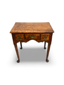 A George II oak and pollard oak lowboy