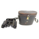 A pair of German WWI era Hensoldt Wetzlar binoculars with the original case.