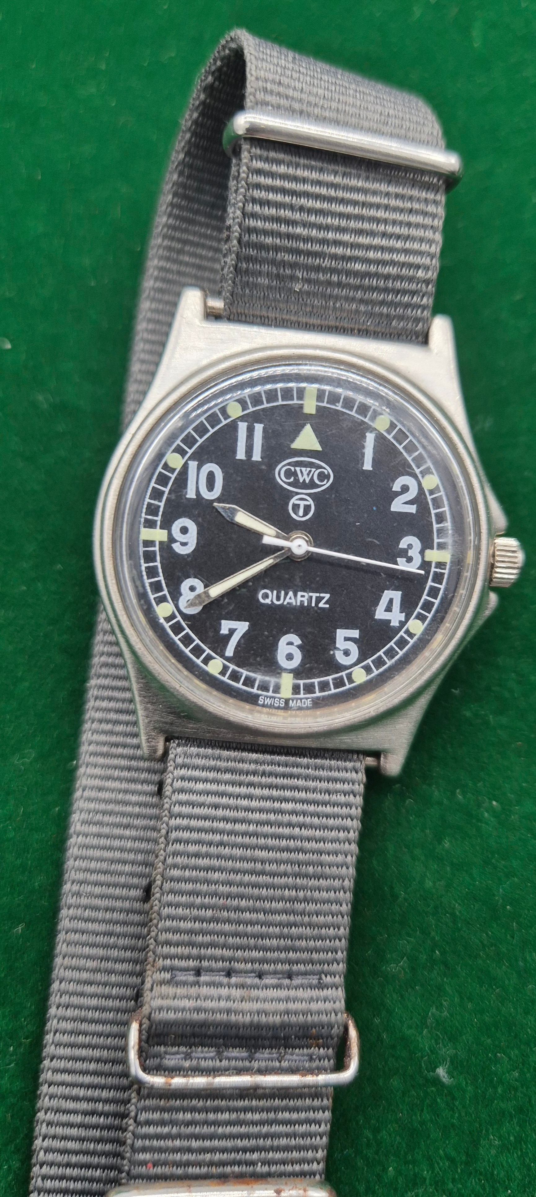 Military CWC Quartz watch. Details engraved to back plate.