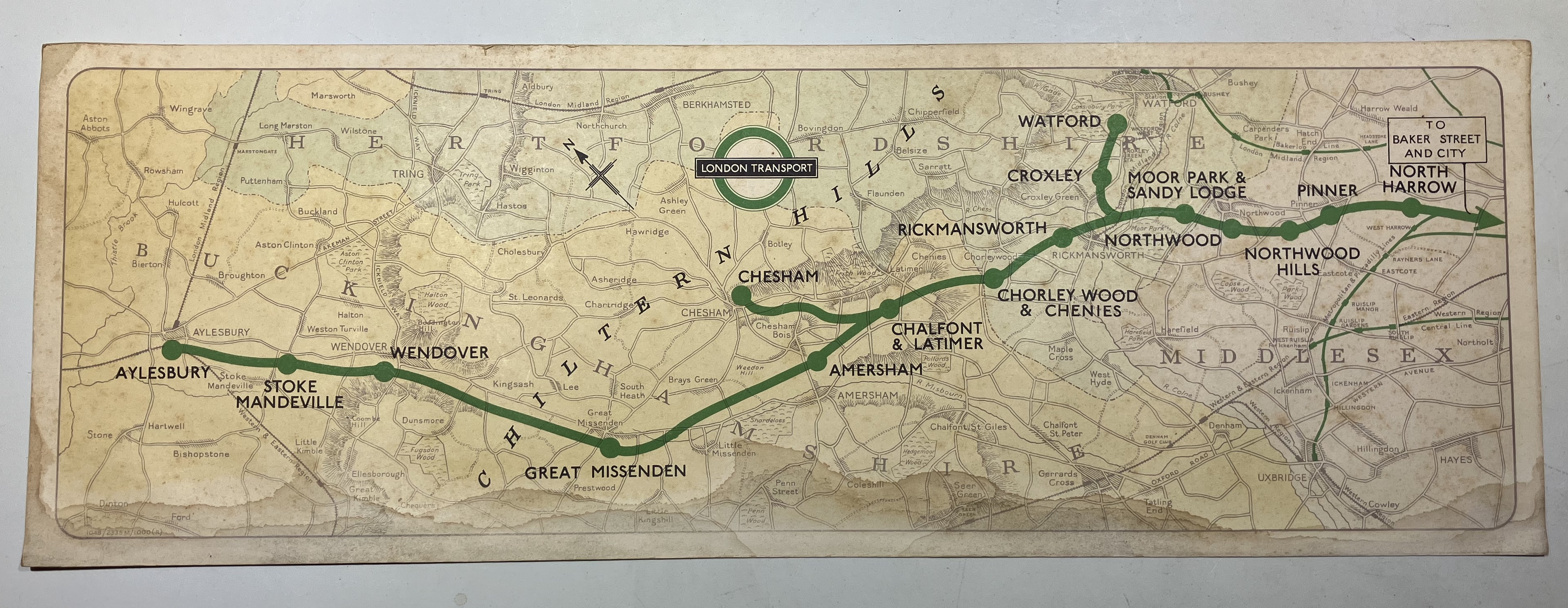 London Transport Underground Metropolitan Line carriage diagram ref:1048/2335M/1000(R). Good overall