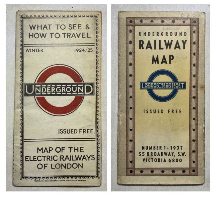 1924 What to see how to travel and 1937 Underground pocket maps. Good condition.